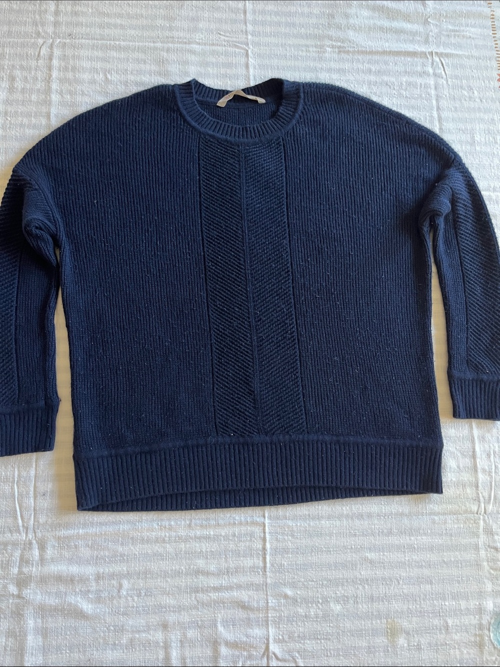 Athleta Classic Navy Wool & Cashmere Crewneck Sweater - Women